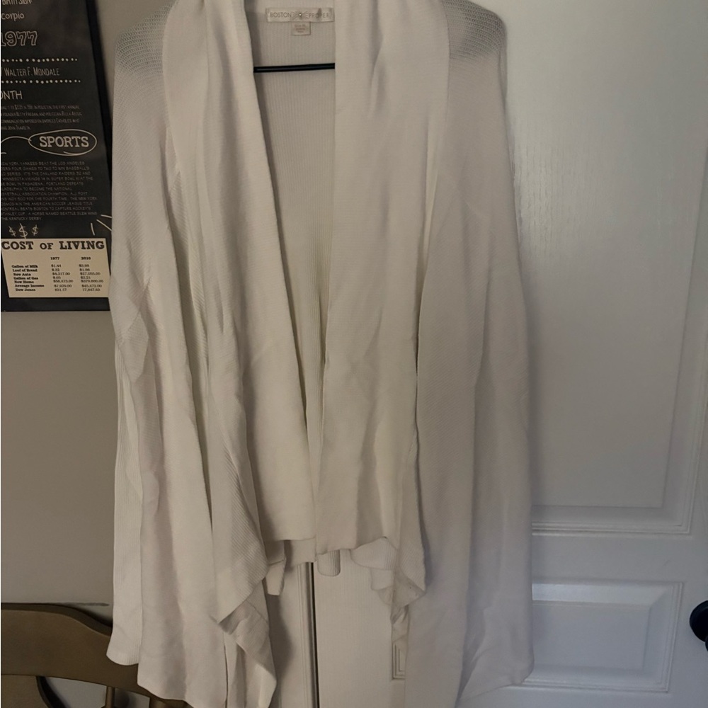 Boston Proper Cream Open-Front Cardigan